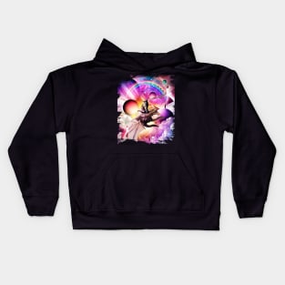 Space Cat Riding Dragon - Milkshake Rainbow Kids Hoodie